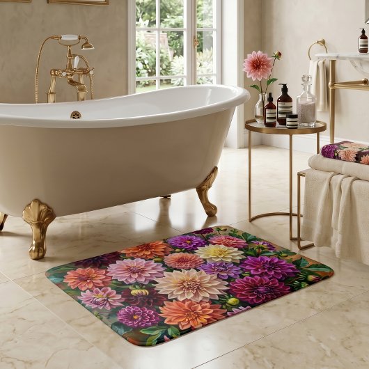 Farbige Dahlienblumen Badematte