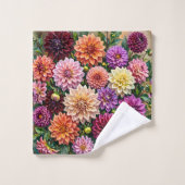 Farbige Dahlienblumen Badhandtuch Set (Waschlappen)