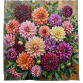 Farbige Dahlienblumen Duschvorhang (Vorderseite)