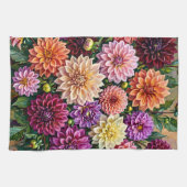 Farbige Dahlienblumen Geschirrtuch (Horizontal)