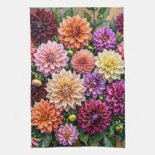 Farbige Dahlienblumen Geschirrtuch (Vertikal)
