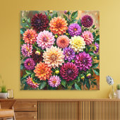 Farbige Dahlienblumen Leinwanddruck (Insitu (Wohnzimmer))