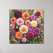 Farbige Dahlienblumen Leinwanddruck (Vorderseite)