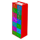 Farbige Daisy-Plätze, Abstrakte kleine Printwerbun Geschenktüte Für Weinflaschen (Vorderseite Schrägansicht)