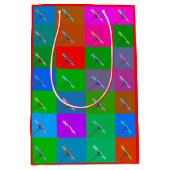 Farbige Daisy-Plätze, Abstrakte kleine Printwerbun Mittlere Geschenktüte (Vorderseite)