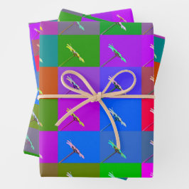 Farbige Daisy-Quadrate, Abstrakte Blumenfotografie Geschenkpapier Set