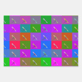 Farbige Daisy-Quadrate, Abstrakte Blumenfotografie Geschenkpapier Set (Vorderseite)