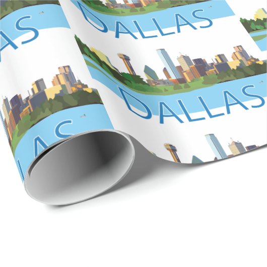 Farbige Dallas Skyline-Illustration Geschenkpapier (Rolleneckpunkt)