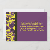 Farbige Damast/Pflaume/Gelb/Schwarz/Lavendel Einladung (Rückseite)