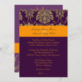 Farbige Damast/Pflaume/Orange/Lavendel Einladung (Vorne/Hinten)