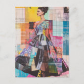 Farbige Dame in Mode Mixed Media Collage Postkarte (Vorderseite)