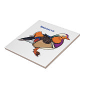 Farbige Darstellung der Mandarinenente Fliese (Seite)