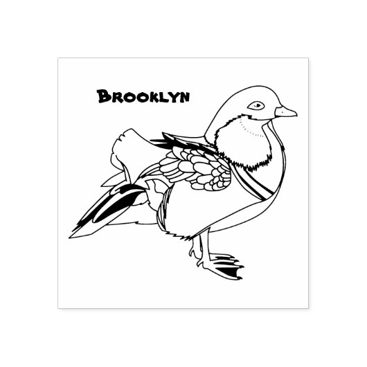 Farbige Darstellung der Mandarinenente Gummistempel (Prägung)