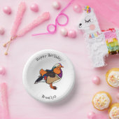 Farbige Darstellung der Mandarinenente Pappteller (Party)