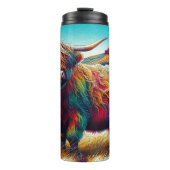 Farbige Darstellung der Regenbogenkuh Thermosbecher (Vorderseite)