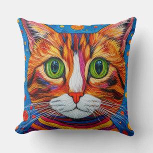 Farbige Darstellung des Gesichts einer Katze Kissen