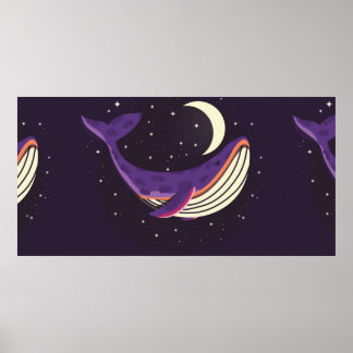 Farbige Darstellung des niedlichen Wales in sp. Poster