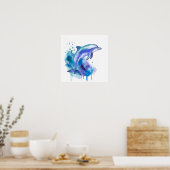 Farbige Delfin-Wasserfarben-Kunst Poster (Küche)