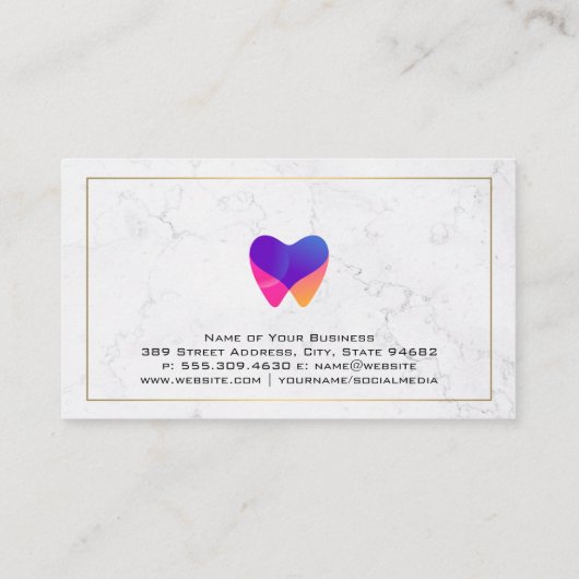 Farbige Dentin-Logos | Marmor Visitenkarte (Rückseite)
