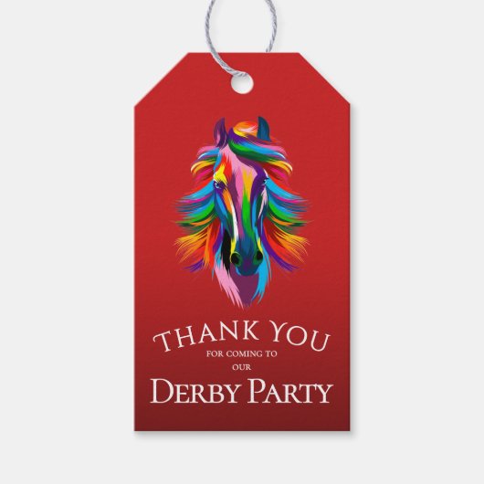 Farbige Derby-Party Favor Rot Geschenkanhänger (Vorderseite)