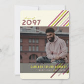 Farbige Diagonal Streifen Foto Graduation Party Einladung (Vorderseite)