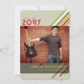 Farbige Diagonal Streifen Foto Graduation Party Einladung (Vorderseite)
