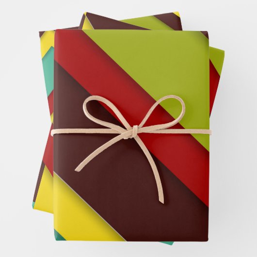 Farbige Diagonalstreifen Geschenkpapier Set (Beispiel)