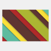 Farbige Diagonalstreifen Geschenkpapier Set (Vorderseite)