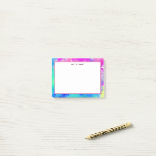 Farbige Diagonalstreifen Retro Post-it Klebezettel (Auf Schreibtisch)