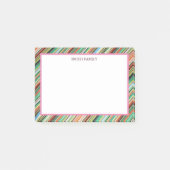 Farbige Diagonalstreifen Retro Post-it Klebezettel (Vorderseite)