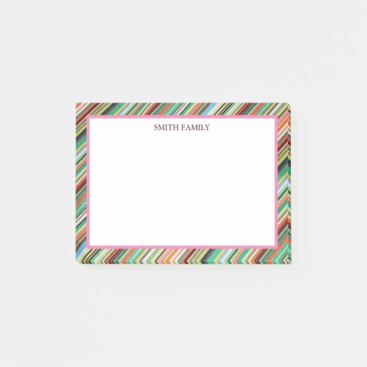 Farbige Diagonalstreifen Retro Post-it Klebezettel (Vorderseite)
