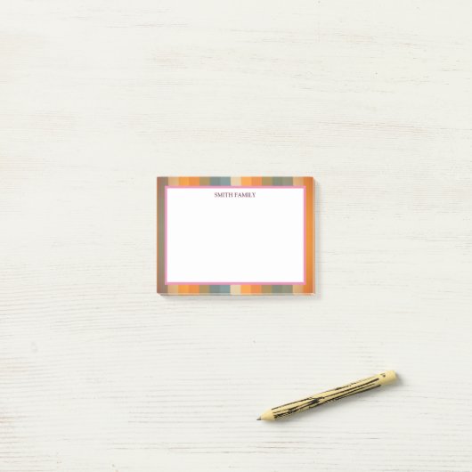 Farbige Diagonalstreifen Retro Post-it Klebezettel (Auf Schreibtisch)