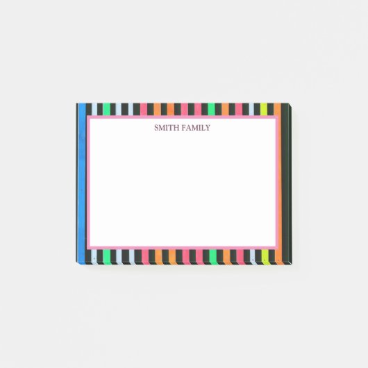 Farbige Diagonalstreifen Retro Post-it Klebezettel (Vorderseite)