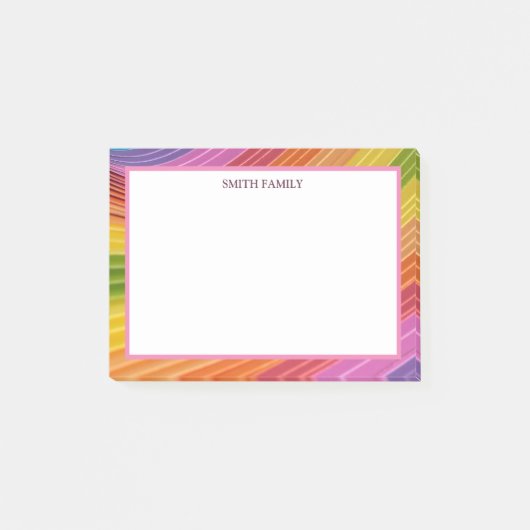 Farbige Diagonalstreifen Retro Post-it Klebezettel (Vorderseite)