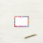 Farbige Diagonalstreifen Retro Post-it Klebezettel (Auf Schreibtisch)