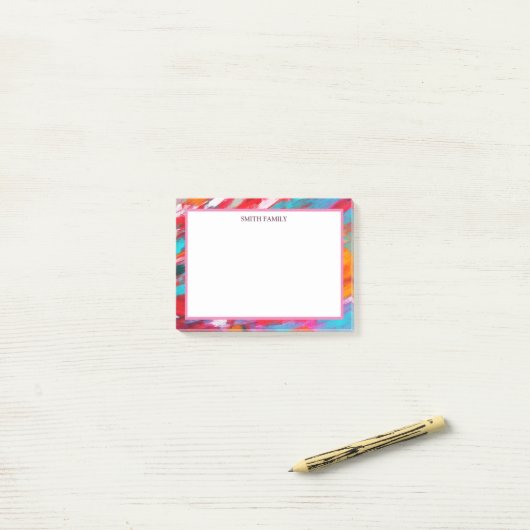 Farbige Diagonalstreifen Retro Post-it Klebezettel (Auf Schreibtisch)