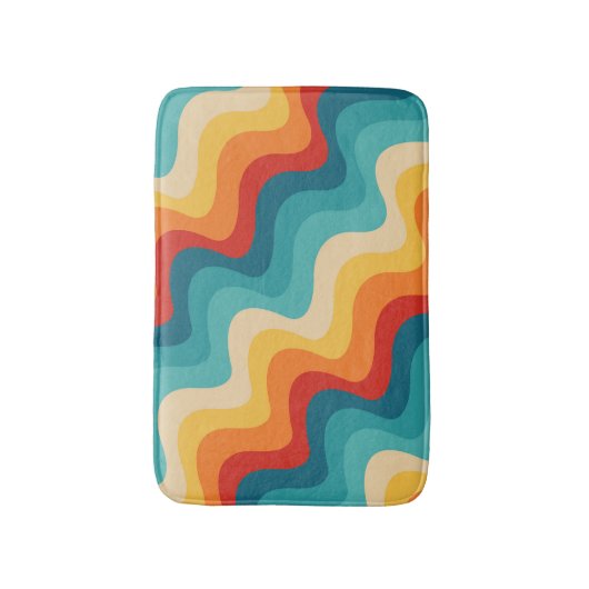 Farbige Diagonalwellen im Retrostil Badematte (Vorderseite Vertikal)