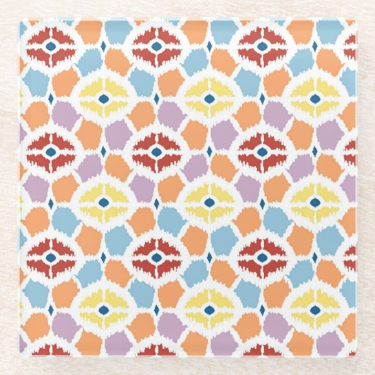 Farbige Diamanten, geometrisch Glasuntersetzer (Vorderseite)