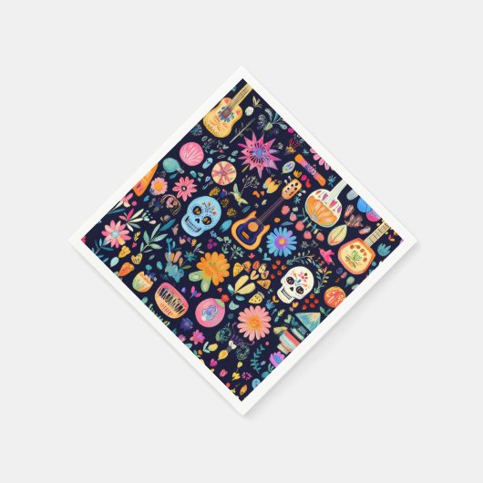 Farbige Dias de los muertos Muster Serviette (Ecke)