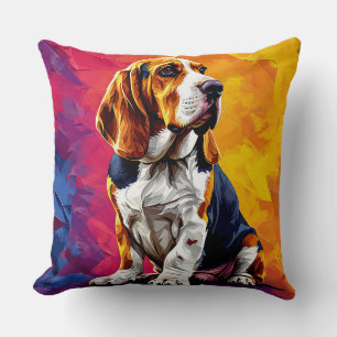 Farbige digitale Kunstwerke eines Beagle-Hundes Kissen