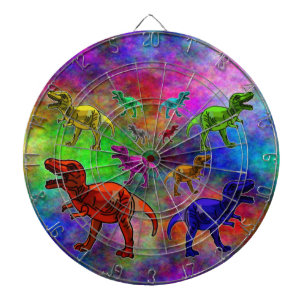 Farbige Dinosaurier auf pastellfarbenem Hintergrun Dartscheibe