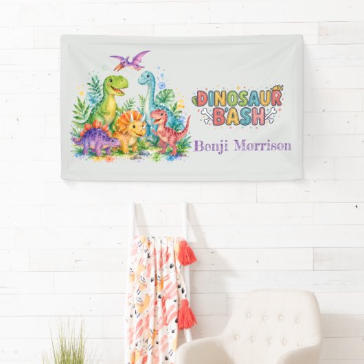 Farbige Dinosaurier-Geburtstagsfeier-Willkommensba Banner (Insitu)