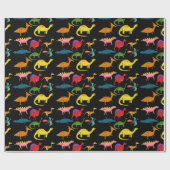 Farbige Dinosaurier Geschenkpapier (Flach)