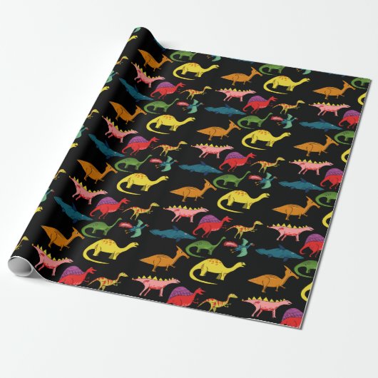 Farbige Dinosaurier Geschenkpapier (Ungerollt)