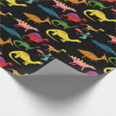 Farbige Dinosaurier Geschenkpapier (Ecke)