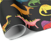 Farbige Dinosaurier Geschenkpapier (Rolleneckpunkt)