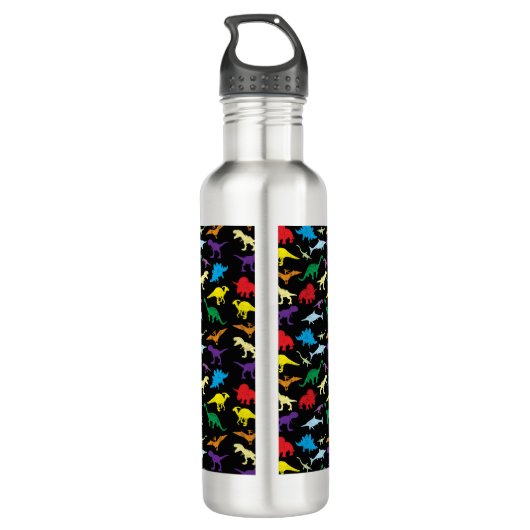 Farbige Dinosaurier Kids Pattern Edelstahlflasche (Rückseite)