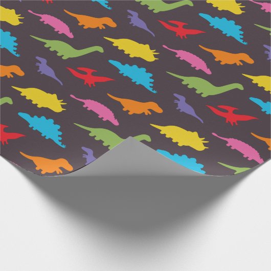 Farbige Dinosaurier-Muster, Kinder Geschenkpapier (Ecke)