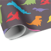 Farbige Dinosaurier-Muster, Kinder Geschenkpapier (Rolleneckpunkt)