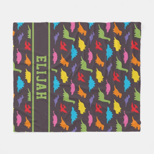 Farbige Dinosaurier-Muster, Kinder Personalisiert Fleecedecke (Vorderseite (Horizontal))